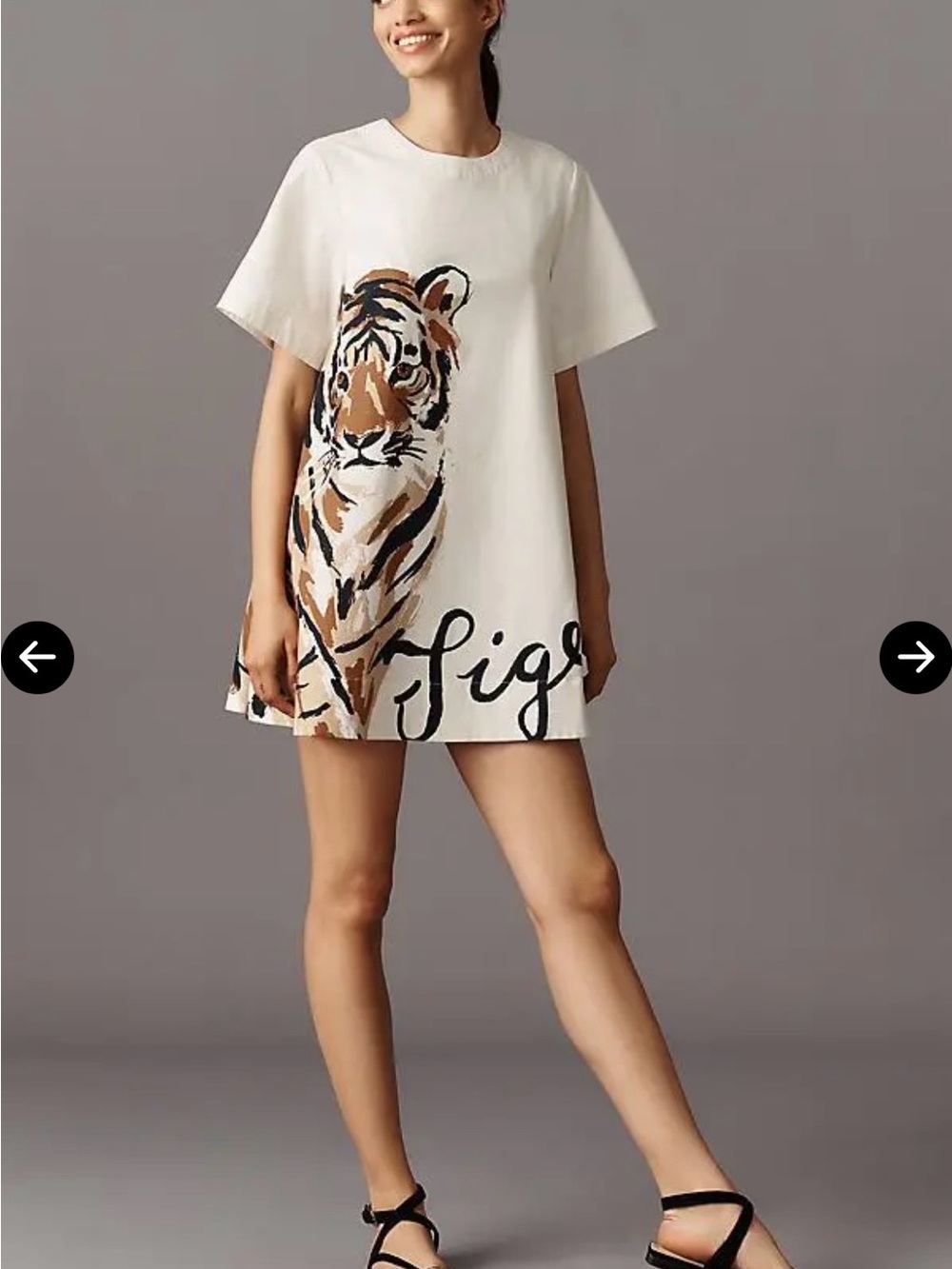 Maeve Cream Tiger Face Short Sleeve Mini Dress